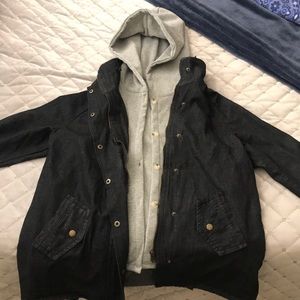 Jean Jacket, with hooded sweater underneath!